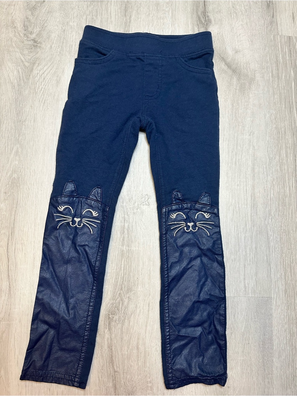 Kids - 3 for $10 - Navy Cat Knee Patch Kids Leggings
